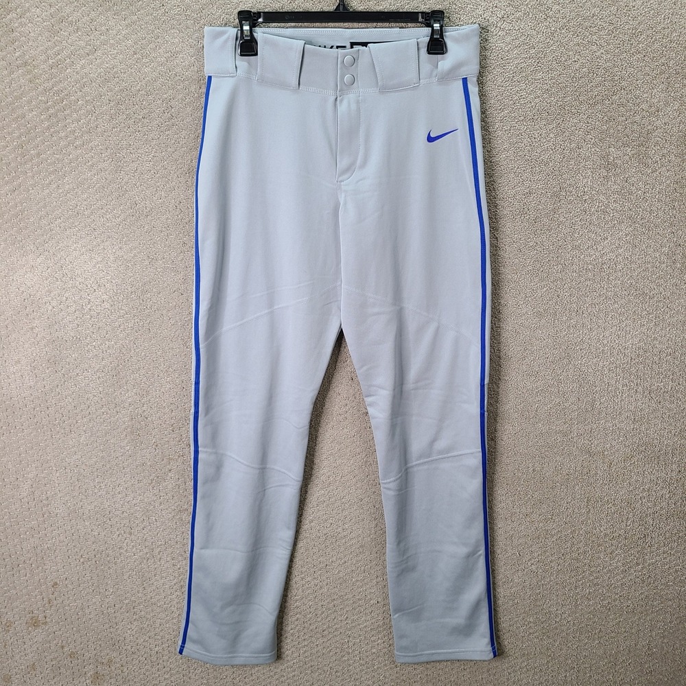 Nike Baseball Pants Mens Small Gray Tapered Side Stripe Polyester Athletic Sport